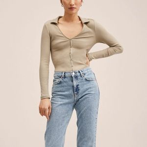 MANGO Ribbed cotton cardigan